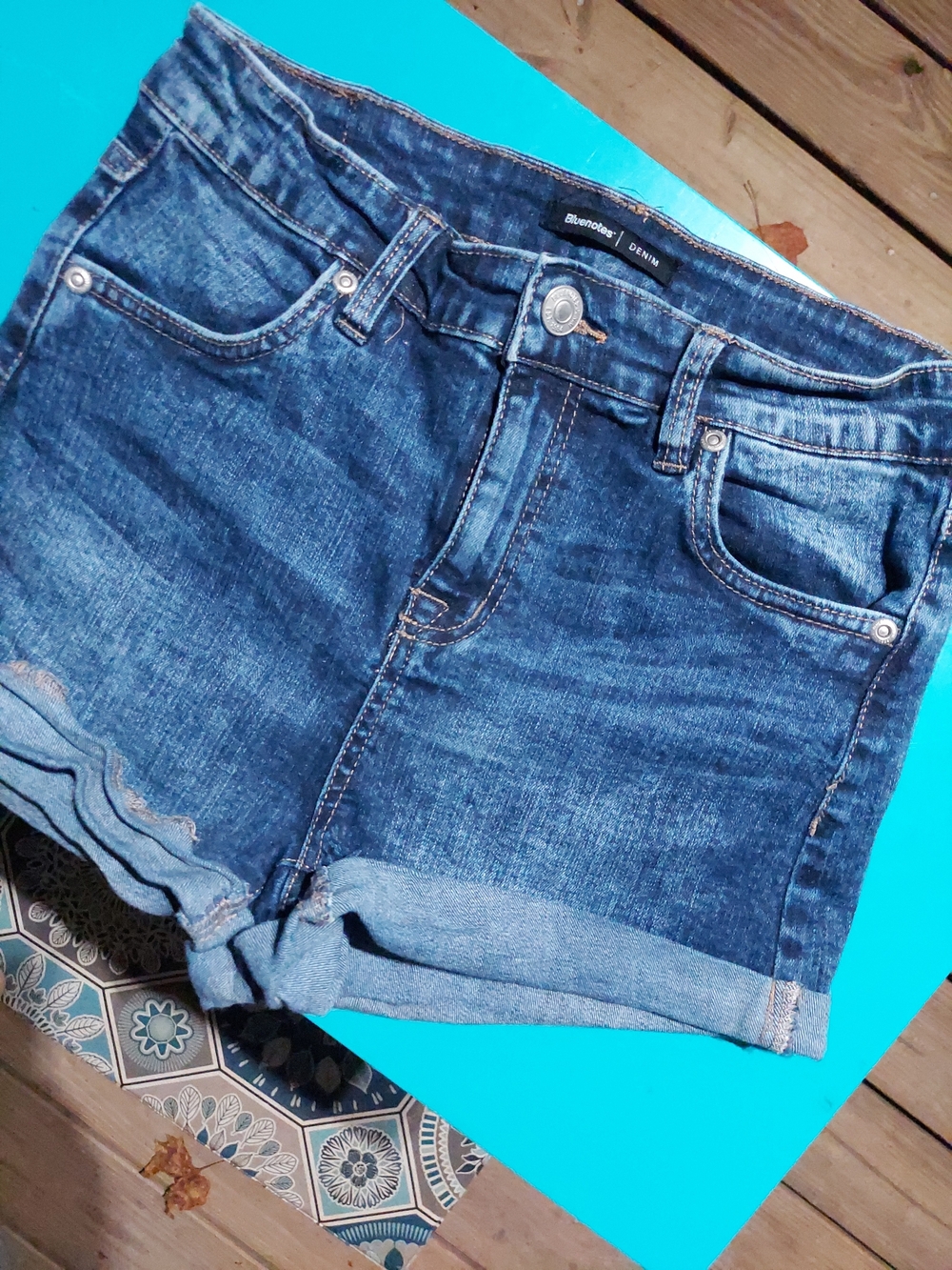 Bluenotes Denim Cuffed Hem Jean Shorts - Subtle Fade, Stretch
